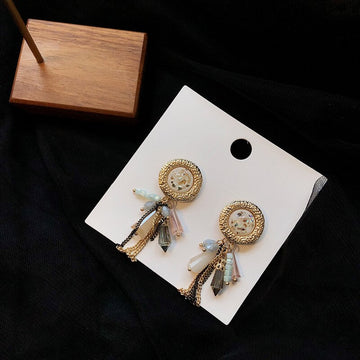 Vintage Trendy Geometric Tassel Chain Drop Earrings Vacation Jewelry For Women Chic Statement Dangle Earring daiiibabyyy